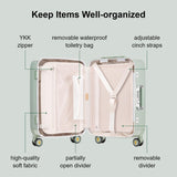 LEVEL8 Zipperless Carry On Luggage Airline Approved with Aluminum Frame, Cute Hardside Suitcase with Spinner Wheels, Metal Rolling Travel Case with Tsa Locks, 20 Inch, Light Green