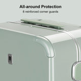 LEVEL8 Zipperless Carry On Luggage Airline Approved with Aluminum Frame, Cute Hardside Suitcase with Spinner Wheels, Metal Rolling Travel Case with Tsa Locks, 20 Inch, Light Green
