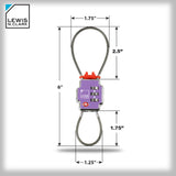 Lewis N Clark 3X Security Lock TSA Luggage Locks for Suitcases, Carry On, Laptop Bag, Set Combo to Create Secure Padlock for Travel, Vacation, Business, or Backpacking, Purple, 1 Pack