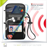 Lewis N. Clark RFID Blocking Stash Neck Wallet, Travel Pouch Passport Holder for Women & Men, Black