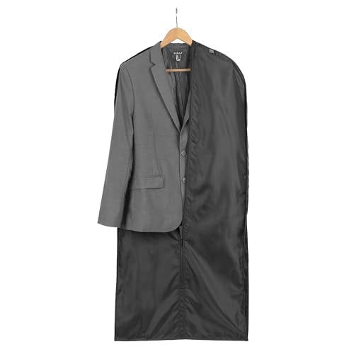 Lewis N. Clark Travel Garment Bag Cover for Airplane, Car, Everyday Use-Heavy-Duty, Lightweight, Water-Resistant, Perfect for Suits, Dresses, or Uniforms, 47” Length, Black, One Size