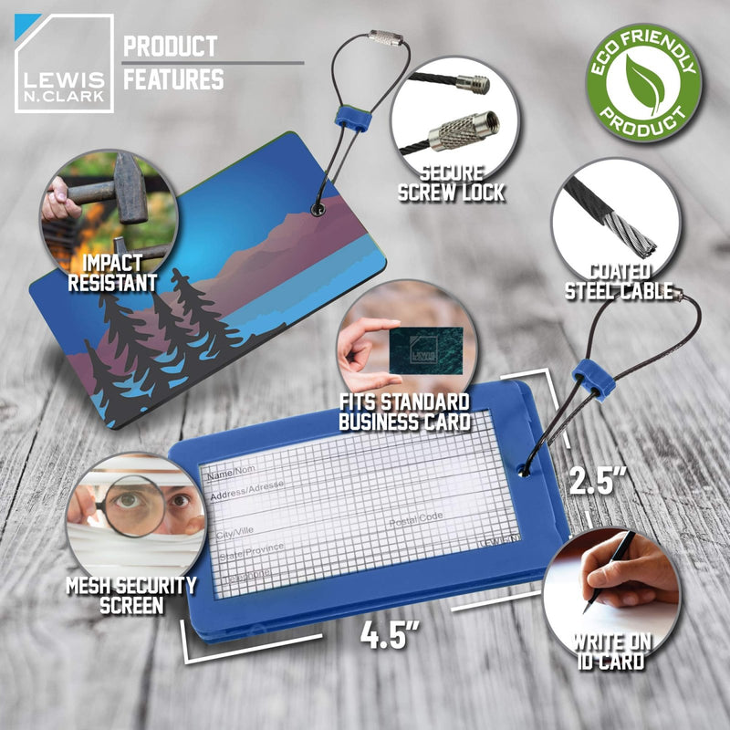 Lewis N. Clark Travel Green Luggage Tag and Suitcase Identifiers for Women and Men, Carry on, Backpack and More, Blue Trees, 1 - Pack