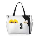 LHFSPQV Atlantic Puffins Beach Bag Women Tote Bag Pool Bag With Zipper For Gym Grocery Travel With Wet Pocket