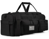 LHI 50L Tactical Duffle Bag for Men, 3 - in - 1 Gym Duffle and Backpack, Shoe Compartment, Laptop Sleeve and MOLLE, Carry - On Travel Weekender and Overnight Bag – Black