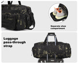 LHI 50L Tactical Duffle Bag for Men, 3 - in - 1 Gym Duffle and Backpack, Shoe Compartment, Laptop Sleeve and MOLLE, Carry - On Travel Weekender and Overnight Bag – Black CP Camo