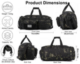 LHI 50L Tactical Duffle Bag for Men, 3 - in - 1 Gym Duffle and Backpack, Shoe Compartment, Laptop Sleeve and MOLLE, Carry - On Travel Weekender and Overnight Bag – Black CP Camo