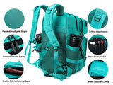 LHI Military Tactical Backpack for Men and Women 45L Army 3 Days Assault Pack Bag Large Rucksack with Molle System - Lake Blue