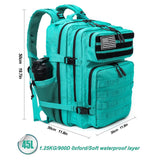 LHI Military Tactical Backpack for Men and Women 45L Army 3 Days Assault Pack Bag Large Rucksack with Molle System - Lake Blue