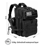 LHI Tactical Military Backpack for Men and Women 25L Army Assault Pack Bag Large Rucksack with Molle System - Black