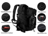 LHI Tactical Military Backpack for Men and Women 25L Army Assault Pack Bag Large Rucksack with Molle System - Black