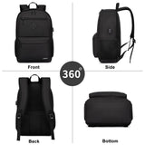 LIBENED School Backpack Teen Boys and Girls, Classical Basic Black Backpack, 15.6 Inch Laptop Bookbag for Women Men, and College High School