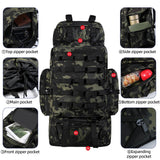 LibSkyln 70L/100L Camping Hiking Backpack with Rain Cover, Expandable Large Military Tactical Backpack, Waterproof Molle Racksack Travel Backpacking Daypack for Climbing Trekking (Black CP)