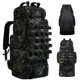 LibSkyln 70L/100L Camping Hiking Backpack with Rain Cover, Expandable Large Military Tactical Backpack, Waterproof Molle Racksack Travel Backpacking Daypack for Climbing Trekking (Black CP)