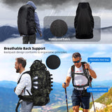 LibSkyln 70L/100L Camping Hiking Backpack with Rain Cover, Expandable Large Military Tactical Backpack, Waterproof Molle Racksack Travel Backpacking Daypack for Climbing Trekking (Black CP)