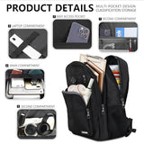 LIECDRO Black Backpack for Men, School Backpack for Boys Teens,15.6 inch Laptop Back Pack with Reinforced Straps, Backpacks for School Business Work College Travel, College Book Bag, Bookbag