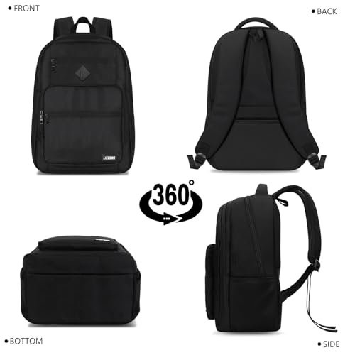 LIECDRO Black Backpack for Men, School Backpack for Boys Teens,15.6 inch Laptop Back Pack with Reinforced Straps, Backpacks for School Business Work College Travel, College Book Bag, Bookbag