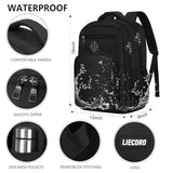 LIECDRO Black Backpack for Men, School Backpack for Boys Teens,15.6 inch Laptop Back Pack with Reinforced Straps, Backpacks for School Business Work College Travel, College Book Bag, Bookbag