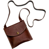Life-Changing Leather Simple Crossbody Handbag Small Women Men Festival Bag Ethical Eco-Friendly Handmade Purse 100% Genuine (Cafe)