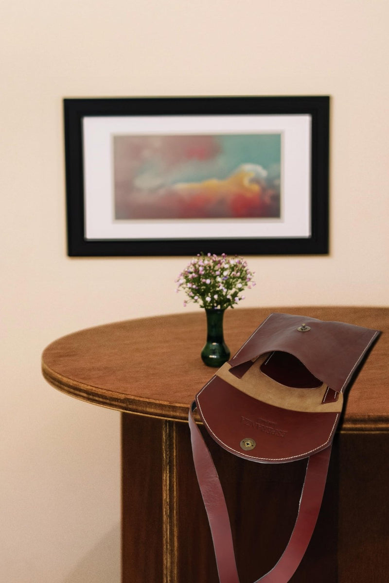 Life - Changing Leather Simple Crossbody Handbag Small Women Men Festival Bag Ethical Eco - Friendly Handmade Purse 100% Genuine (Cafe)