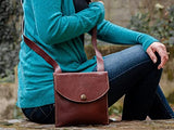 Life - Changing Leather Simple Crossbody Handbag Small Women Men Festival Bag Ethical Eco - Friendly Handmade Purse 100% Genuine (Cafe)