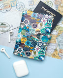 Life is Good Travel Passport Cover - Anti - Theft Passport Holder Wallet with Interior Card Slots, Magnetic Snap Closure, Newsprint