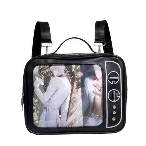 Lifelix Ita Bag Backpack, Convertible Crossbody Bag with Large Pin Display Window, Y2k Anime Cosplay Bookbag for Women Girls (Black) | Backpacks4Less