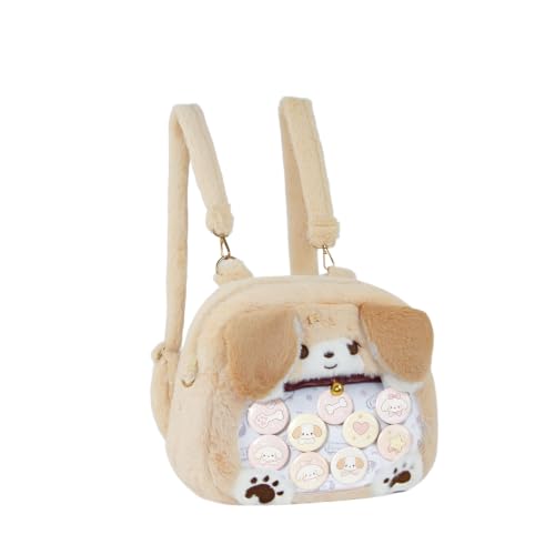 Lifelix Plush Dog Ita Bag Backpack for Kids - Cute Golden Border Collie Crossbody Shoulder Bag with Clear Display Window, Kawaii | Backpacks4Less