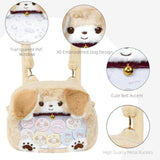 Lifelix Plush Dog Ita Bag Backpack for Kids - Cute Golden Border Collie Crossbody Shoulder Bag with Clear Display Window, Kawaii Stuffed Animal Bookbag for Girls Cosplay Anime Convention