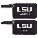 Lifetime Creations Pair (2) Personalized LSU Tigers Luggage Tags (Black) - Officially Licensed, Vegan Leather Gift for Graduation, Father's Day, Football Fan