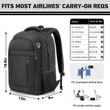 LifetimeWarranty Travel Backpack for Men, Lightweight 40L Business Laptop Backpack with 17.3 Inch Laptop Compartment, Daypack for Flight, Durable Water Resistant Bookbag, Hiking, Work Backpack, Black