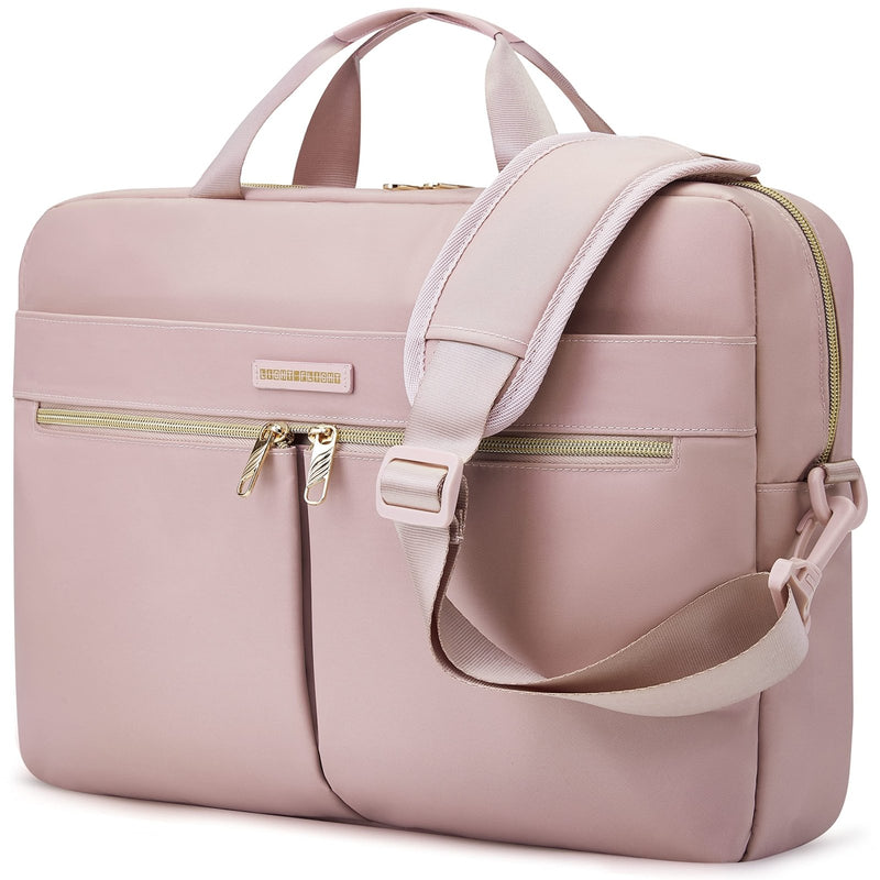 LIGHT FLIGHT 17.3 Inch Laptop Bag, Travel Business Briefcase,Water - Repellent Shoulder Messenger Bag,Large Computer Bag for Women Work Office,Nylon,Pink