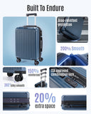 LIGHT FLIGHT Carry On Luggage 22x14x9 Airline Approved, Durable Hard Shell Carry On Suitcases with Wheels, Expandable Hardside Lightweight Travel Luggage with TSA Lock, Coffee Brown
