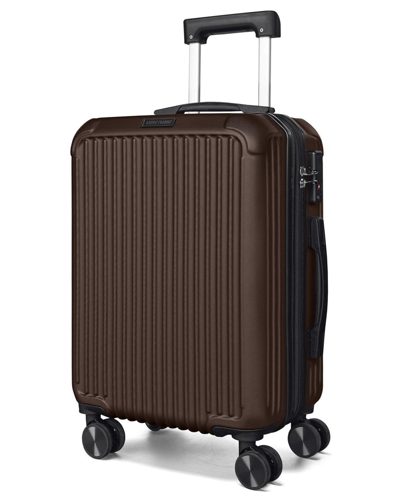 LIGHT FLIGHT Carry On Luggage 22x14x9 Airline Approved, Durable Hard Shell Carry On Suitcases with Wheels, Expandable Hardside Lightweight Travel Luggage with TSA Lock, Coffee Brown