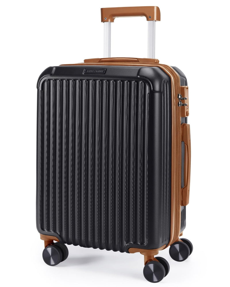 LIGHT FLIGHT Carry On Luggage 22x14x9 Airline Approved, Durable Hard Shell Carry On Suitcases with Wheels, Expandable Hardside Lightweight Travel Luggage with TSA Lock, Black and brown