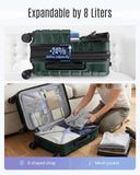 LIGHT FLIGHT Carry On Luggage 22x14x9 Airline Approved, Expandable Carry On Suitcases with Wheels, Lightweight Luggage, Durable Hard Shell 20 Inch Rolling Suit Case for Men Women Travel, Deep Green