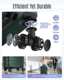 LIGHT FLIGHT Carry On Luggage 22x14x9 Airline Approved, Expandable Carry On Suitcases with Wheels, Lightweight Luggage, Durable Hard Shell 20 Inch Rolling Suit Case for Men Women Travel, Deep Green