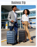 LIGHT FLIGHT Carry On Luggage 22x14x9 Airline Approved, Expandable Carry On Suitcases with Wheels, Lightweight Luggage, Durable Hard Shell 20 Inch Rolling Suit Case for Men Women Travel Black