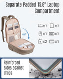 LIGHT FLIGHT College Backpack for Women Travel, 15.6" Laptop Backpack with USB Charging Hole, Water Resistant, Large Capacity, Daypack for Work, Casual Computer Bags, Champagne