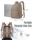 LIGHT FLIGHT College Backpack for Women Travel, 15.6" Laptop Backpack with USB Charging Hole, Water Resistant, Large Capacity, Daypack for Work, Casual Computer Bags, Champagne