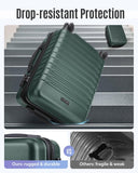 LIGHT FLIGHT Expandable Carry On Luggage 22x14x9 Airline Approved with Double Spinner Wheels, 20 Inch Lightweight Hard Shell Rolling Suitcases with TSA Lock, Pine Green