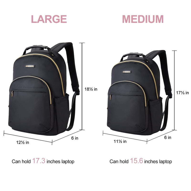 LIGHT FLIGHT Laptop Backpack for Women, Travel BookBag for 17.3 Inch Computer, Backpack for Work Travel College, Large Black