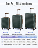 LIGHT FLIGHT Luggage Sets, 3 Piece Durable Suitcase Set with Spinner Wheels, 3 Pcs Hard Shell Lightweight Luggage with TSA Lock, Large Checked Travel Suitcases, 20/24/28 Inch,Green/Brown
