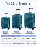 LIGHT FLIGHT Luggage Sets, 3 Piece Durable Suitcase Set with Spinner Wheels, 3 Pcs Hard Shell Lightweight Luggage with TSA Lock, Large Checked Travel Suitcases, 20/24/28 Inch,Teal Blue