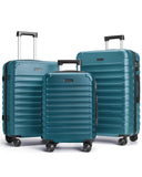LIGHT FLIGHT Luggage Sets, 3 Piece Durable Suitcase Set with Spinner Wheels, 3 Pcs Hard Shell Lightweight Luggage with TSA Lock, Large Checked Travel Suitcases, 20/24/28 Inch,Teal Blue