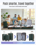 LIGHT FLIGHT Luggage Sets, 3 Piece Durable Suitcase Set with Spinner Wheels, 3 Pcs Hard Shell Lightweight Luggage with TSA Lock, Large Checked Travel Suitcases, 20/24/28 Inch,Green/Brown