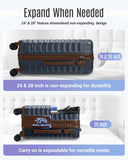 LIGHT FLIGHT Luggage Sets, 3 Piece Durable Suitcase Set with Spinner Wheels, 3 Pcs Hard Shell Lightweight Luggage with TSA Lock, Large Checked Travel Suitcases, 20/24/28 Inch,Blue/Brown