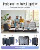 LIGHT FLIGHT Luggage Sets, 3 Piece Durable Suitcase Set with Spinner Wheels, 3 Pcs Hard Shell Lightweight Luggage with TSA Lock, Large Checked Travel Suitcases, 20/24/28 Inch,Blue/Brown