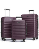 LIGHT FLIGHT Luggage Sets, 3 Piece Durable Suitcase Set with Spinner Wheels, 3 Pcs Hard Shell Lightweight Luggage with TSA Lock, Large Checked Travel Suitcases, 20/24/28 Inch,Purple
