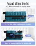 LIGHT FLIGHT Luggage Sets, 3 Piece Durable Suitcase Set with Spinner Wheels, 3 Pcs Hard Shell Lightweight Luggage with TSA Lock, Large Checked Travel Suitcases, 20/24/28 Inch,Teal Blue