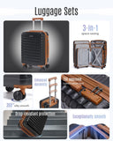 LIGHT FLIGHT Luggage Sets, 3 Piece Durable Suitcase Set with Spinner Wheels, 3 Pcs Hardside Lightweight luggage with TSA Lock, Large Checked Travel Suitcases, 20/24/28 Inch,Black/Brown
